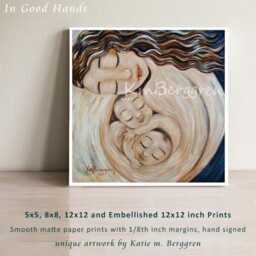 Gift For Mom Of Twins, Signed Art Print By Kmberggren - in Good Hands - thumbnail 2