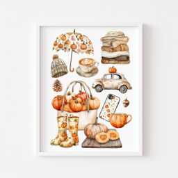Autumn Vibes Cosy Fall Home Decor Unframed Wall Art Poster Print - thumbnail 2