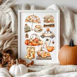 Autumn Vibes Cosy Fall Home Decor Unframed Wall Art Poster Print - thumbnail 2