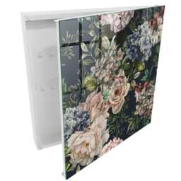 Floral Pattern Wall Mounted Key Cabinet, Green Box For Home, Painterly Flowers & Plants, Lovers Of Nature Elegance - thumbnail 2