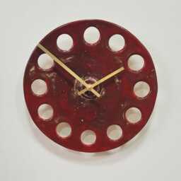 Circular Round Dark Red Glazed Stoneware Ceramic Minimalist Wall Clock 25 cm Diam - thumbnail 2