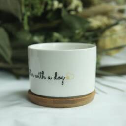 Sunflower Dog Ceramic Succulent Pot, Small Planter - thumbnail 4