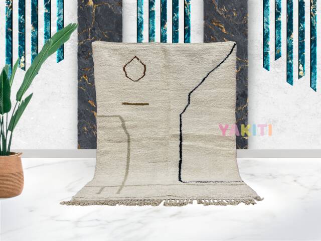 Yakiti - 5X8Ft Moroccan Rug, Beni Ourain Area Modern Wool Living Room Beniourain Handmade Soft Carpet, 168 cm X 247 - image 1