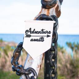 Adventure Awaits Wall Hanging Banner - Hand Made & Embroidered - thumbnail 2