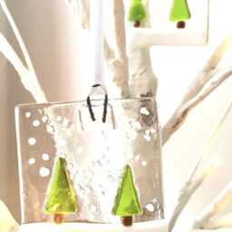Christmas Tree Decoration Fused Glass Handmade Bauble Trees in The Snow Hanging Ornament 5cm Square - thumbnail 2