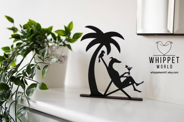 Whippet Silhouette Ornament Matte Black Acrylic, Holiday Tv Topper - image 1