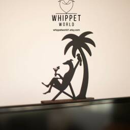 Whippet Silhouette Ornament Matte Black Acrylic, Holiday Tv Topper - thumbnail 3