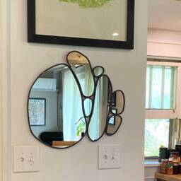 Organic Oval Leaded Wall Mirror River Stone Stones Pebbles Circle Hand Made Cut - thumbnail 2