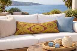 Handwoven Silk Ikat Lumbar Pillow Cover, Modern Home Decor - 10x24