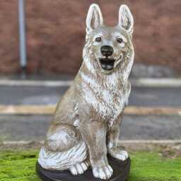 Large German Shepherd Statue Stone Dog Figurine Concrete Sculpture Outdoor Memorial Ornament Dog Lover Gift Front Door Art - thumbnail 3