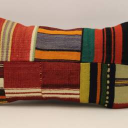 Turkish Kilim Pillow Patchwork Throw Pillow Accent Sofa Lumbar Covers 12X20 in - 30 X 50 cm 4Oef-1131 - thumbnail 2