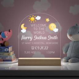 Personalised Moon Star Cloud Night Light, New Baby Gift, Nursery Newborn Neutral Nursery, Welcome To The World - thumbnail 2