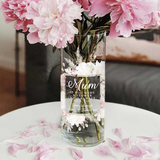Personalised Watercolour Blush Flowers Cylinder Glass Flower Vase - image 1
