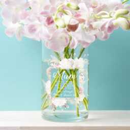 Personalised Watercolour Blush Flowers Cylinder Glass Flower Vase - thumbnail 2