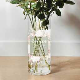 Personalised Watercolour Blush Flowers Cylinder Glass Flower Vase - thumbnail 3