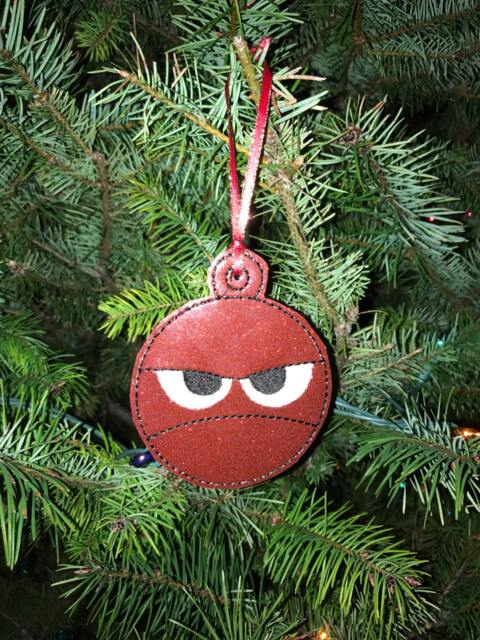 Ready To Ship Angry Embroidered Christmas Ornament Or Bag Tag - image 1