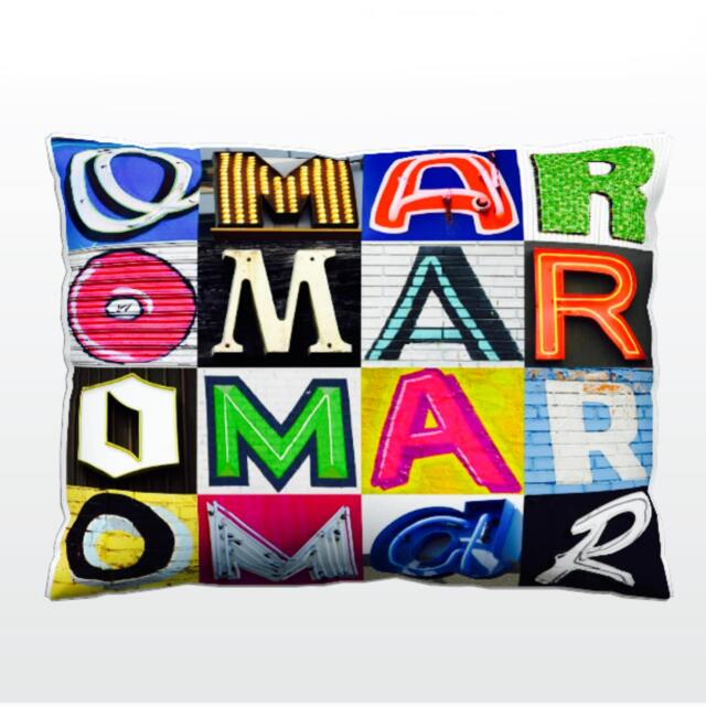 Personalized Pillow Featuring Omar in Photos Of Sign Letters Custom Couch Cushions Colorful Pillows Photo Pillow Sofa Pillows
