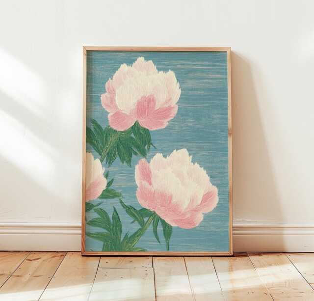 Pink Peony Poster, Floral Wall Art, Botanical Flower Print - image 1