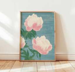 Pink Peony Poster, Floral Wall Art, Botanical Flower Print - thumbnail 1