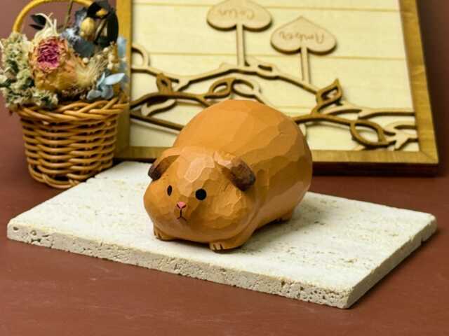 Wooden Guinea Pig Figurine Gifts For Pet Lovers, Animal Statue Cute Desktop Mother's Day - image 1