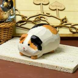 Wooden Guinea Pig Figurine Gifts For Pet Lovers, Animal Statue Cute Desktop Mother's Day - thumbnail 2