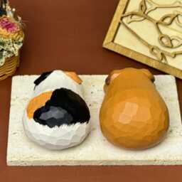 Wooden Guinea Pig Figurine Gifts For Pet Lovers, Animal Statue Cute Desktop Mother's Day - thumbnail 4