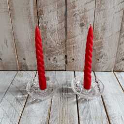 Vintage Italian Crystal Taper Candle Holders With Red Candles - Set Of 2 - thumbnail 2