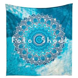 Turquoise Blue Ombre Mandala Tapestry, Boho Style Room Decor - thumbnail 3