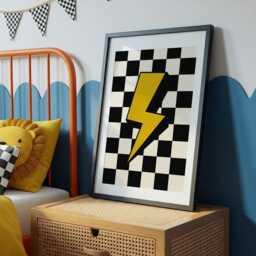 Boys Room, Gaming Prints, Retro Style, Teen Gallery Wall Set, Set Of 6, Cool Kids Print, Checkerboard, Smiley Face - thumbnail 2