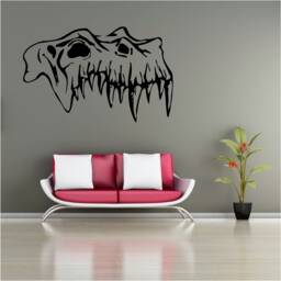 T-Rex Skull Dinosaur Sticker, Vinyl Wall Art Sticker, Transfer, Mural, Stencil, Easy To Apply, Instructions Included, Matt Finish - thumbnail 1
