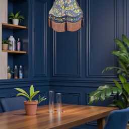 Handmade William Morris Blue Floral Curtains Fabric Lampshade Antique Gold Fringe - thumbnail 3