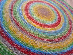 Handmade Wool Round Rug, Colorful Crochet Area Rug - thumbnail 1
