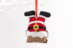 Felt Santa Stuck in Chimney Ornament Eco-Friendly Christmas Decor - thumbnail 1
