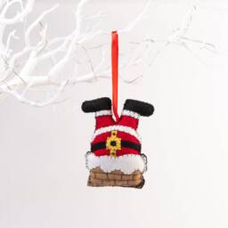 Felt Santa Stuck in Chimney Ornament Eco-Friendly Christmas Decor - thumbnail 2