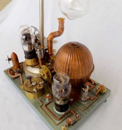 "steampunk Desk Lamp Brass Gear Sculpture, ""Incinerator"