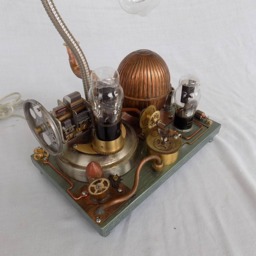 "steampunk Desk Lamp Brass Gear Sculpture, ""Incinerator" - thumbnail 2