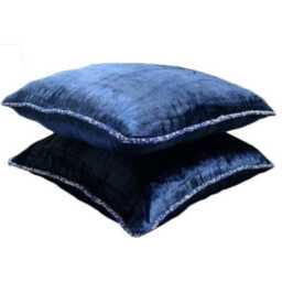"Velvet Navy Blue Throw Pillow Cover 16""x16" - thumbnail 1