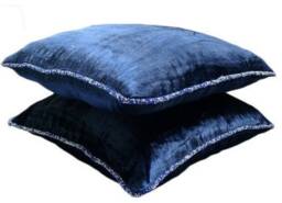 "Velvet Navy Blue Throw Pillow Cover 16""x16" - thumbnail 2