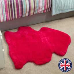 Fuschia Pink Sheepskin Rug, Shorn Lambswool Liner - 70cm X 95cm - thumbnail 1