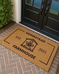 Farmhouse Doormat Personalized - Custom Family Name Or Welcome Mat Rustic Home Gift Decor Rug - thumbnail 1