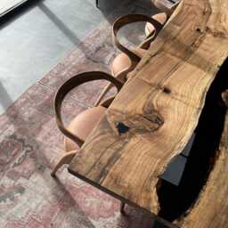 Custom Walnut Epoxy Dining Table Handcrafted Resin Wood Furniture - thumbnail 2
