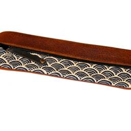 Pencil Case Leather Waxed Fabric Waves Japan - thumbnail 4