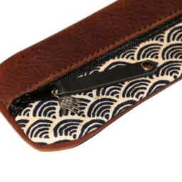 Pencil Case Leather Waxed Fabric Waves Japan - thumbnail 2