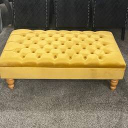 Extra Large High Handmade Chesterfield Footstool Coffee Table in Plush/Soft Velvet - thumbnail 3