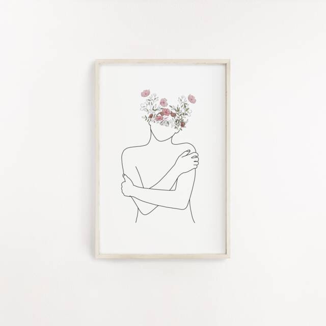 Be Kind To Your Mind Line Drawing/Floral Gift/ Mental Health Motivational Prints - image 1