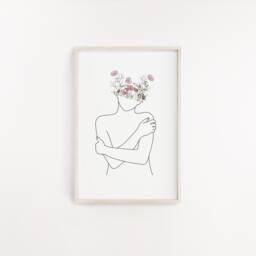 Be Kind To Your Mind Line Drawing/Floral Gift/ Mental Health Motivational Prints - thumbnail 1