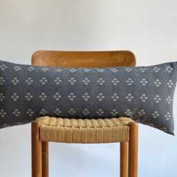 Gray Lumbar Pillow Cover Hill Tribe Woven Cotton, Boho Home Decor - 14x36 - thumbnail 2