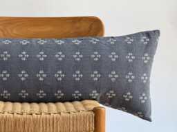 Gray Lumbar Pillow Cover Hill Tribe Woven Cotton, Boho Home Decor - 14x36 - thumbnail 1