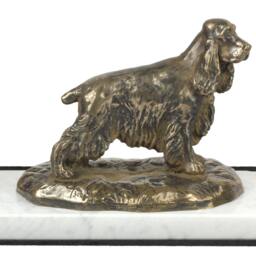 English Cocker Spaniel, Dog White Marble Base Statue, Limited Edition, Artdog. Made Of Cold Cast Bronze. Perfect Gift. Limited Edition - thumbnail 2