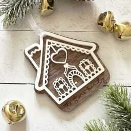 Personalised Christmas Bauble Family Name Ornament Gingerbread House Bauble, House Decoration, New Home Gift - thumbnail 2